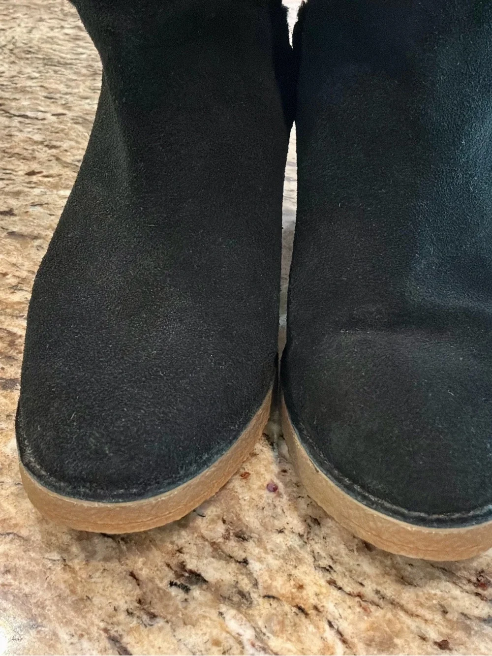 UGG Black Tall Suede Shearling-Lined Boots